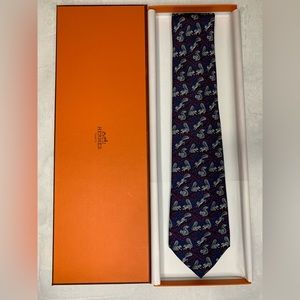 Hermes 100% Silk Tie, Authentic, with Box (Squirrel)